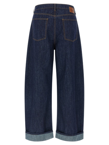 P.A.R.O.S.H. Blue Cotton Relaxed Fit Jeans