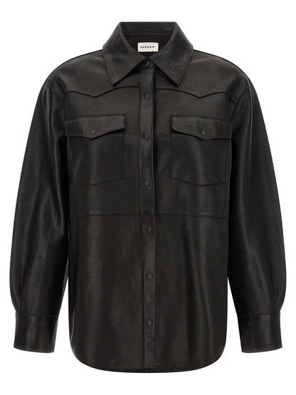 P.A.R.O.S.H. Black Lamb Leather Blouse