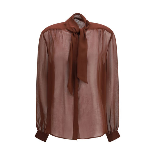 Blouse by Lardini for women in viscose brown features an polished silhouette, showcasing a sophisticated and long-sleeve detail for a truly polished finish.