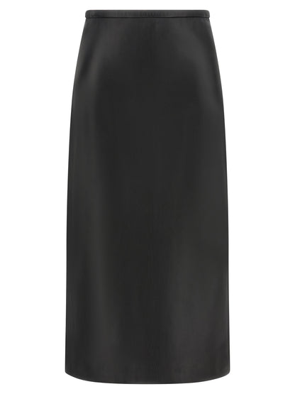 CO Black Lamb Leather Midi Skirt