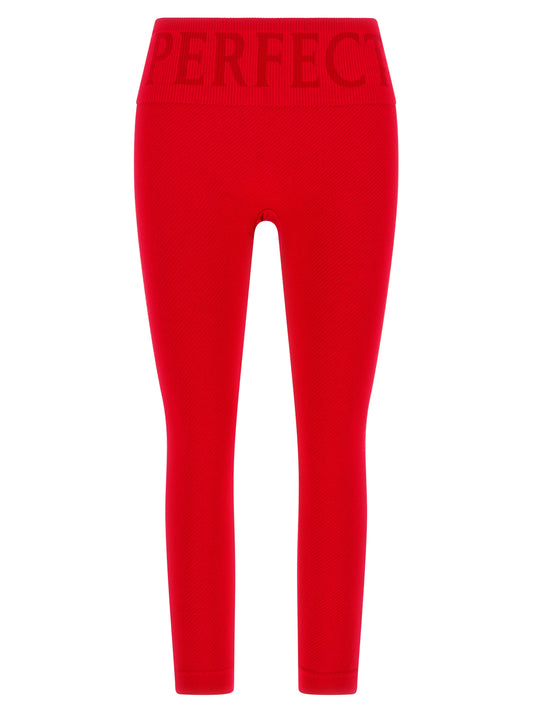 Activewear Leggings by PERFECT MOMENT for women in polyamide cashmere & modal red & patterned features an dynamic leggings with long and , showcasing functional seamless.