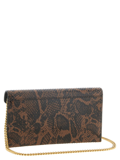 PINKO Brown Calfskin Clutch Bag