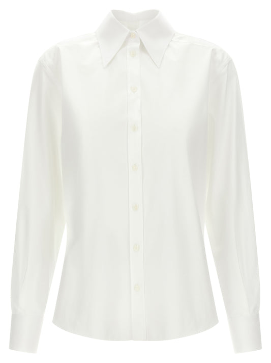 Blouse by Dolce & Gabbana for women in cotton white features an architectural silhouette with a refined long-sleeve and elegant for a architectural look.