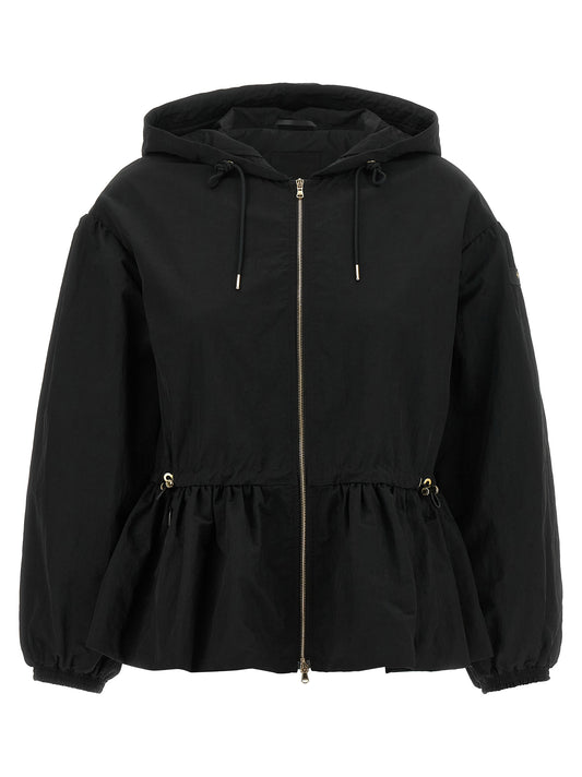 Overcoat by Tatras for women in nylon black & gold showcases a enveloping silhouette, detailed with distinctive and a enveloping .