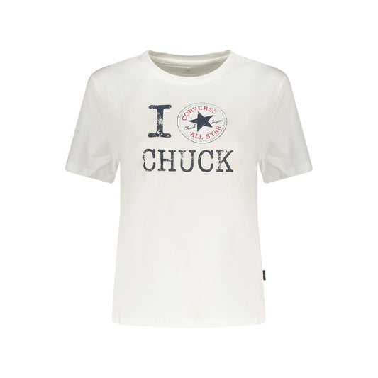 T-Shirt by Converse for women in cotton white & print showcases a chic silhouette, artfully detailed with a chic crew neckline and for a chic finish.