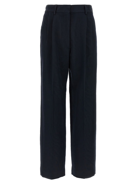 Trousers by Blazé Milano for women in viscose cotton blue & signature features a artisanal silhouette, showcasing a sophisticated with a long and high rise for a artisanal finish.
