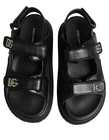 Dolce & Gabbana Black DG Logo Sandals Flats Slippers Shoes