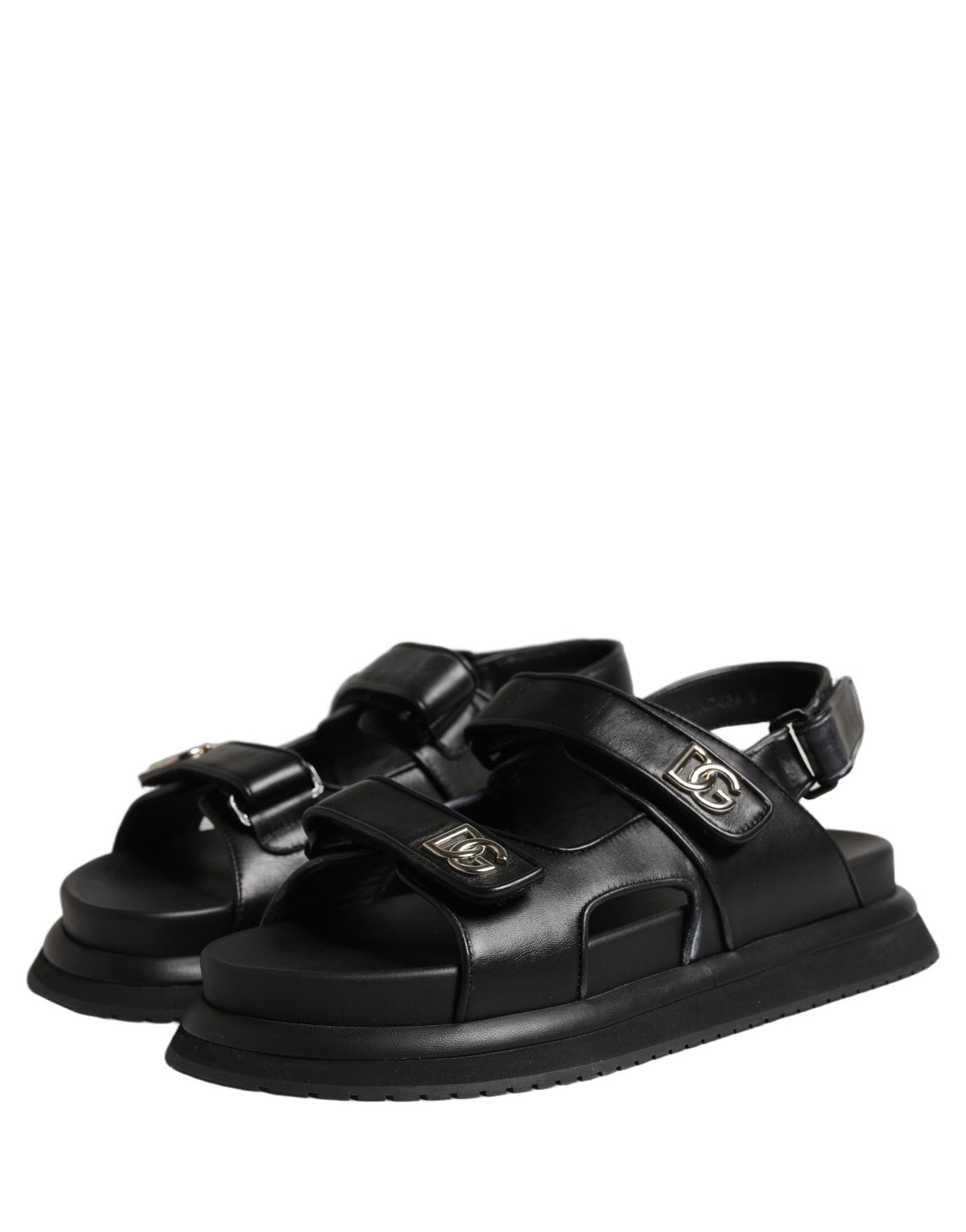 Dolce & Gabbana Black DG Logo Sandals Flats Slippers Shoes
