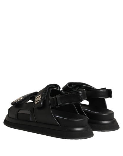 Dolce & Gabbana Black DG Logo Sandals Flats Slippers Shoes