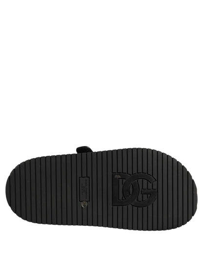 Dolce & Gabbana Black DG Logo Sandals Flats Slippers Shoes