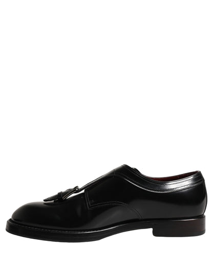 Dolce & Gabbana Black Leather Monk Strap Formal Dress Shoes
