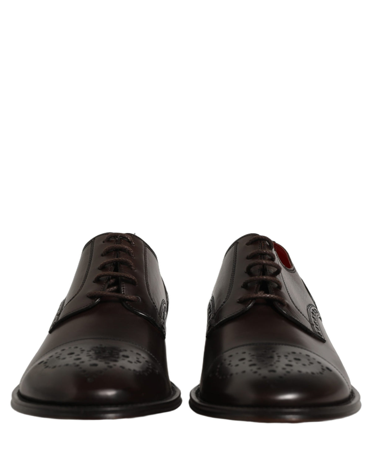 Dolce & Gabbana Maroon Calfskin Leather Derby Men Dress Shoes