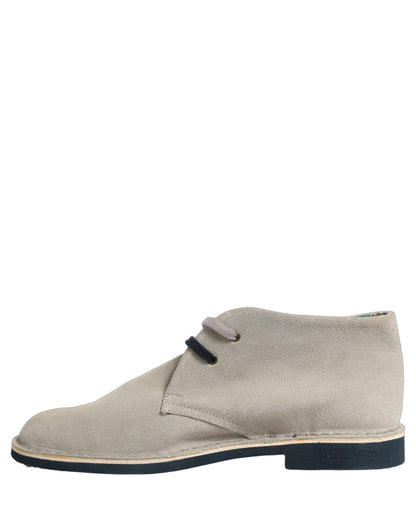 Pollini Gray Suede Chukka Lace Up Men Ankle Boots Light