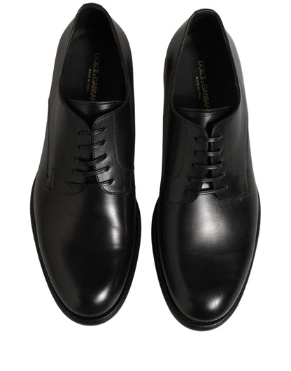 Dolce & Gabbana Black Calfskin Leather Derby Men Dress Shoes