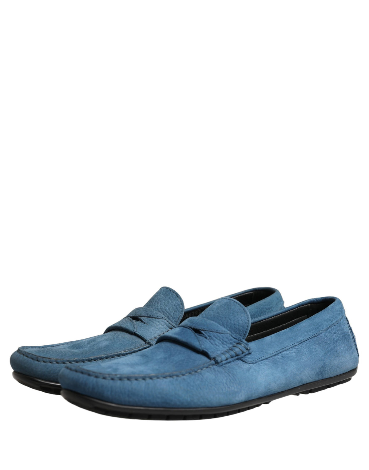 Dolce & Gabbana Blue Calfskin Leather Driver Loafers Shoes