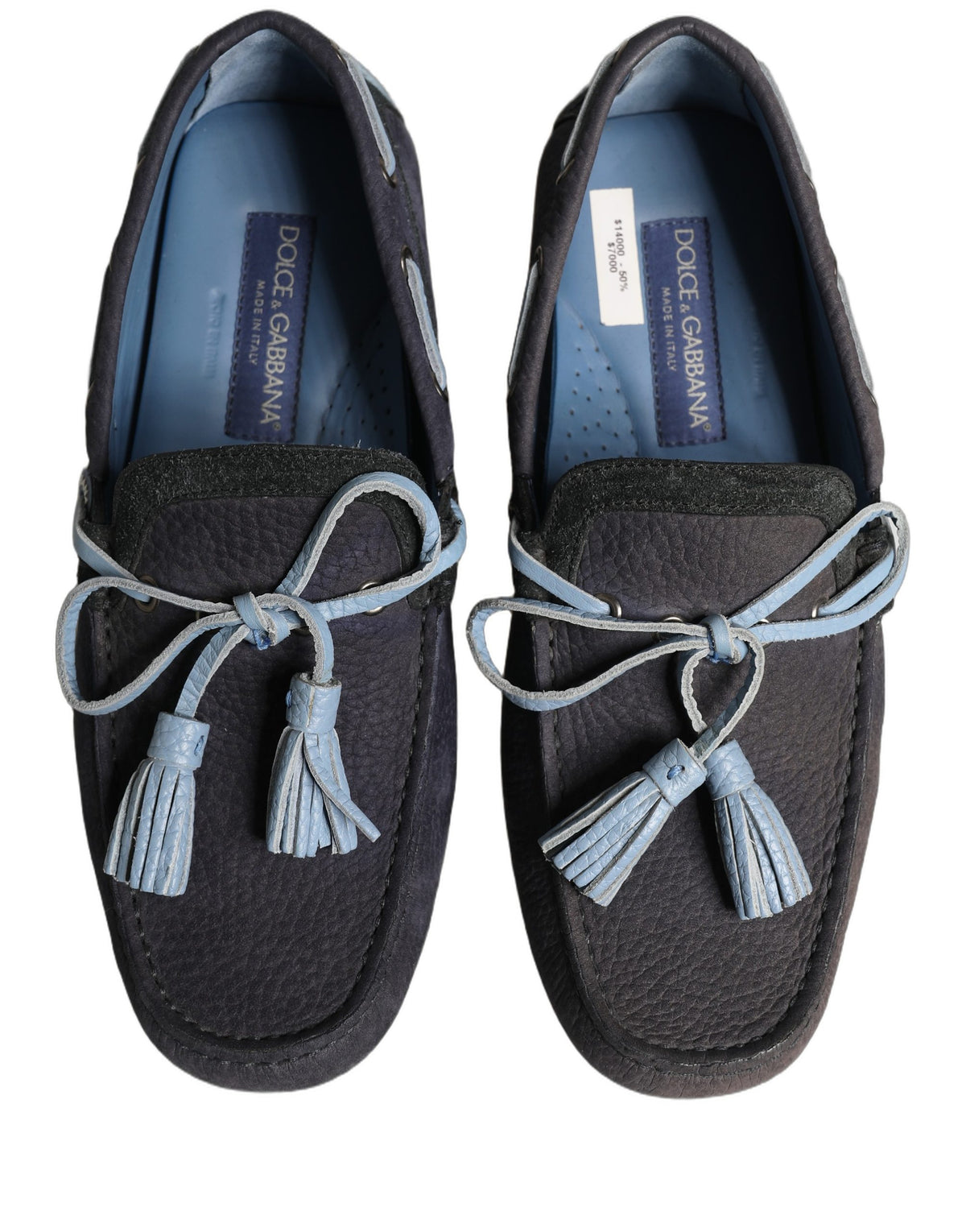 Dolce & Gabbana Navy Blue Suede Leather Tassel Loafers Shoes