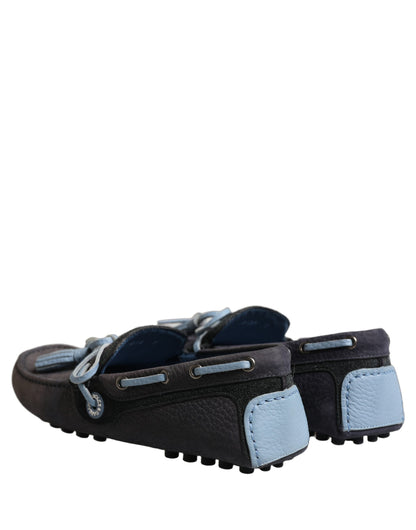 Dolce & Gabbana Navy Blue Suede Leather Tassel Loafers Shoes