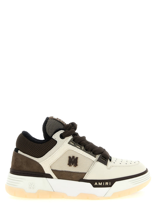 Sneakers by Amiri for men in suede calf leather & modacrylic brown, cream, patterned & monogram features an fashionable silhouette, showcasing the premium Star Men's Chunky Suede Calf Leather & Modacrylic Sneakers in a fashionable chunky style that offers a fashionable finish for refined style.