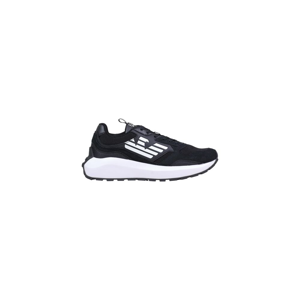 Athletic Sneakers by EA7 Emporio Armani for men in polyethylene & polyurethane black & white features an timeless silhouette from the Men's Athletic Polyethylene & Polyurethane Sneakers collection, showcasing a timeless athletic style for a timeless look.