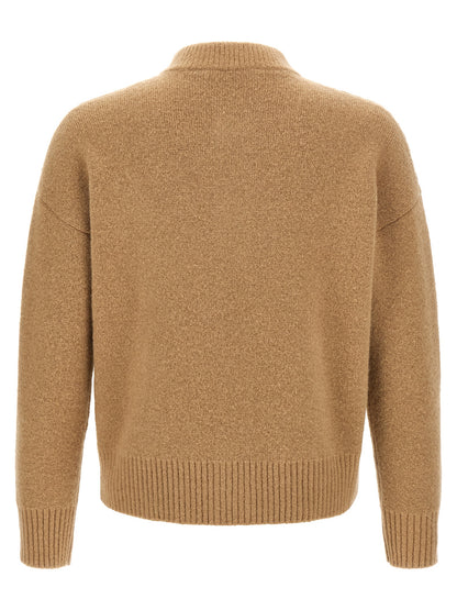 Ami Paris Beige Alpaca Leather Cardigan