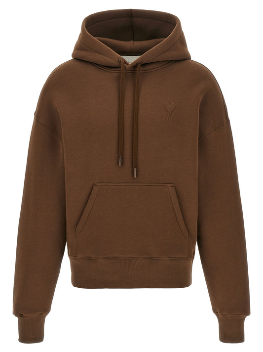 Sweatshirt Hoodie by Ami Paris for women in cotton polyester brown features a authentic silhouette, showcasing a sophisticated hooded neckline and authentic detail for a refined finish.
