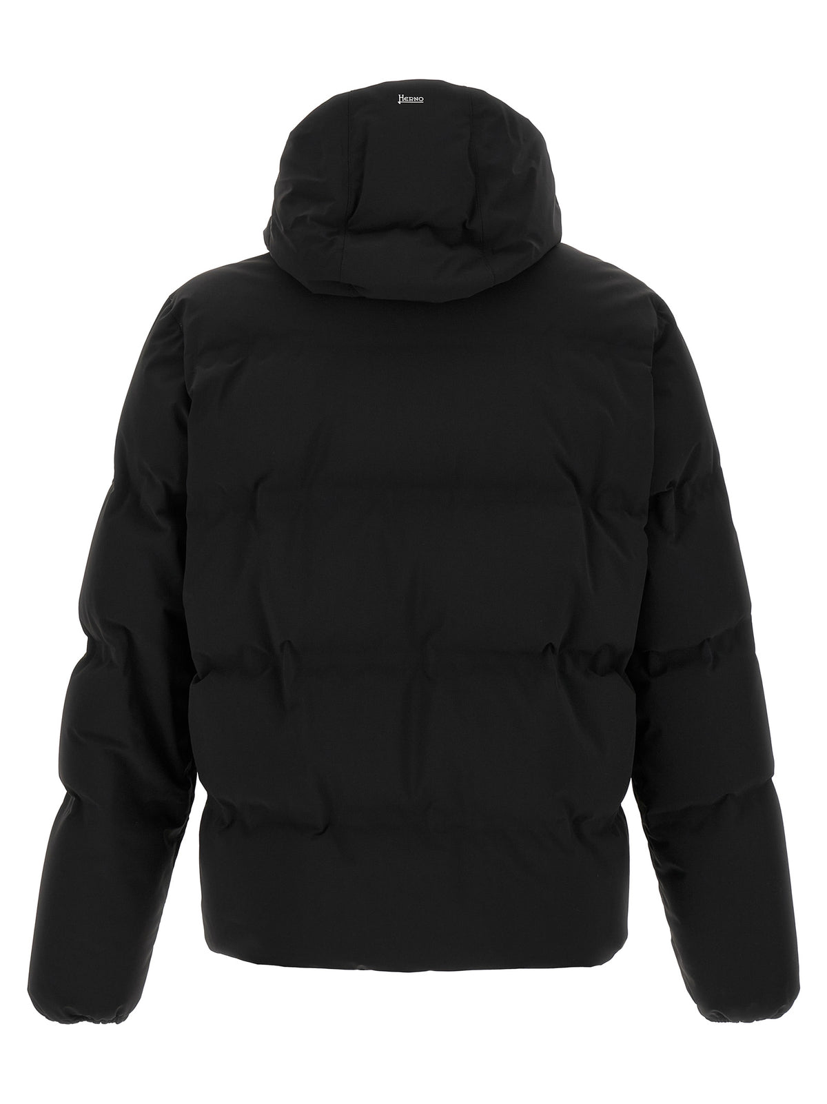 Hooded Puffer Jacket by Herno for men in stretch polyamide black features a city-ready silhouette, detailed with breathable-design, water-resistant, windproof, hooded & insulated and a city-ready hooded neckline.