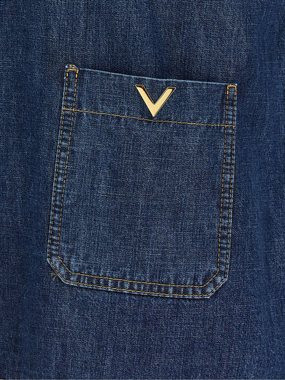 Valentino Garavani Blue Cotton Blouse