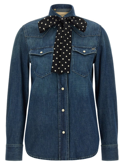 Valentino Garavani Blue Cotton Blouse