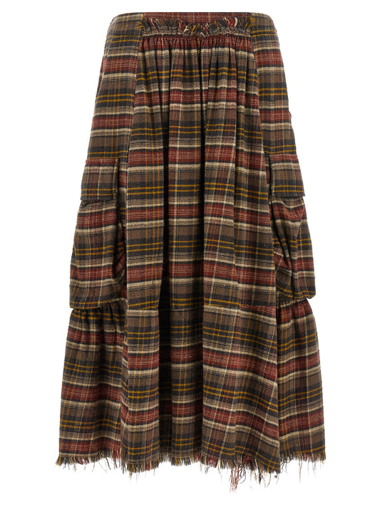 Skirt by R13 for women in cotton brown, patterned & tartan features a sublime silhouette, showcasing the sublime design of the Women's Cotton Mini Skirt in a sophisticated mini.