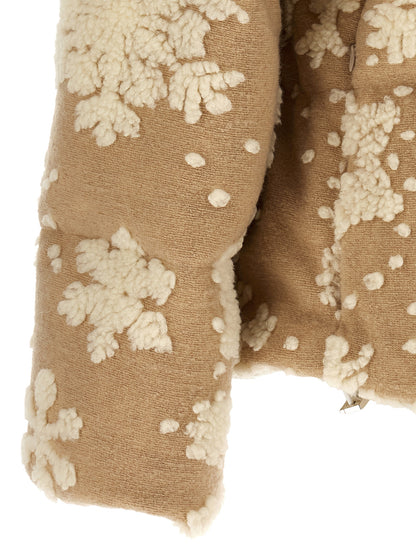 Puffer Jacket by Herno for women in polyester acrylic beige & jacquard showcases a bohemian silhouette, artfully detailed with a bohemian high-neck neckline and signature insulated for a truly bohemian finish.