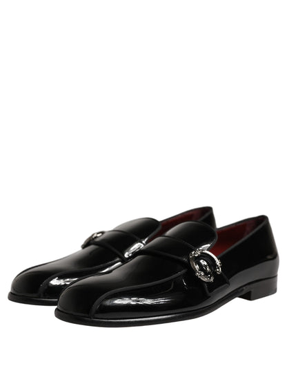 Dolce & Gabbana Black Patent Leather Men Loafers Shoes