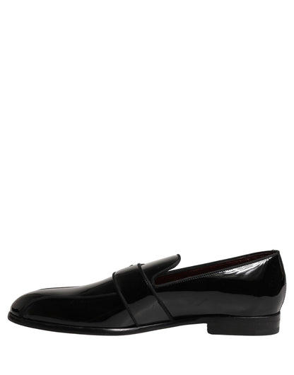Dolce & Gabbana Black Patent Leather Men Loafers Shoes