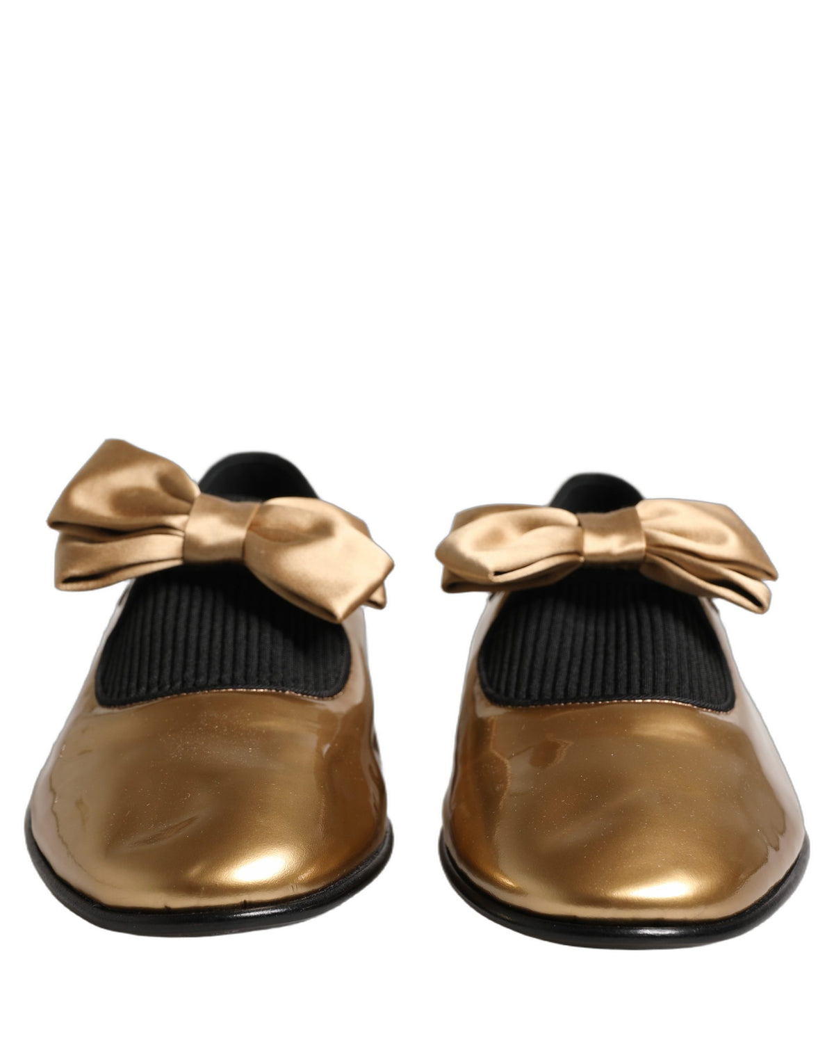Dolce & Gabbana Metallic Gold Leather Flats Loafers Shoes