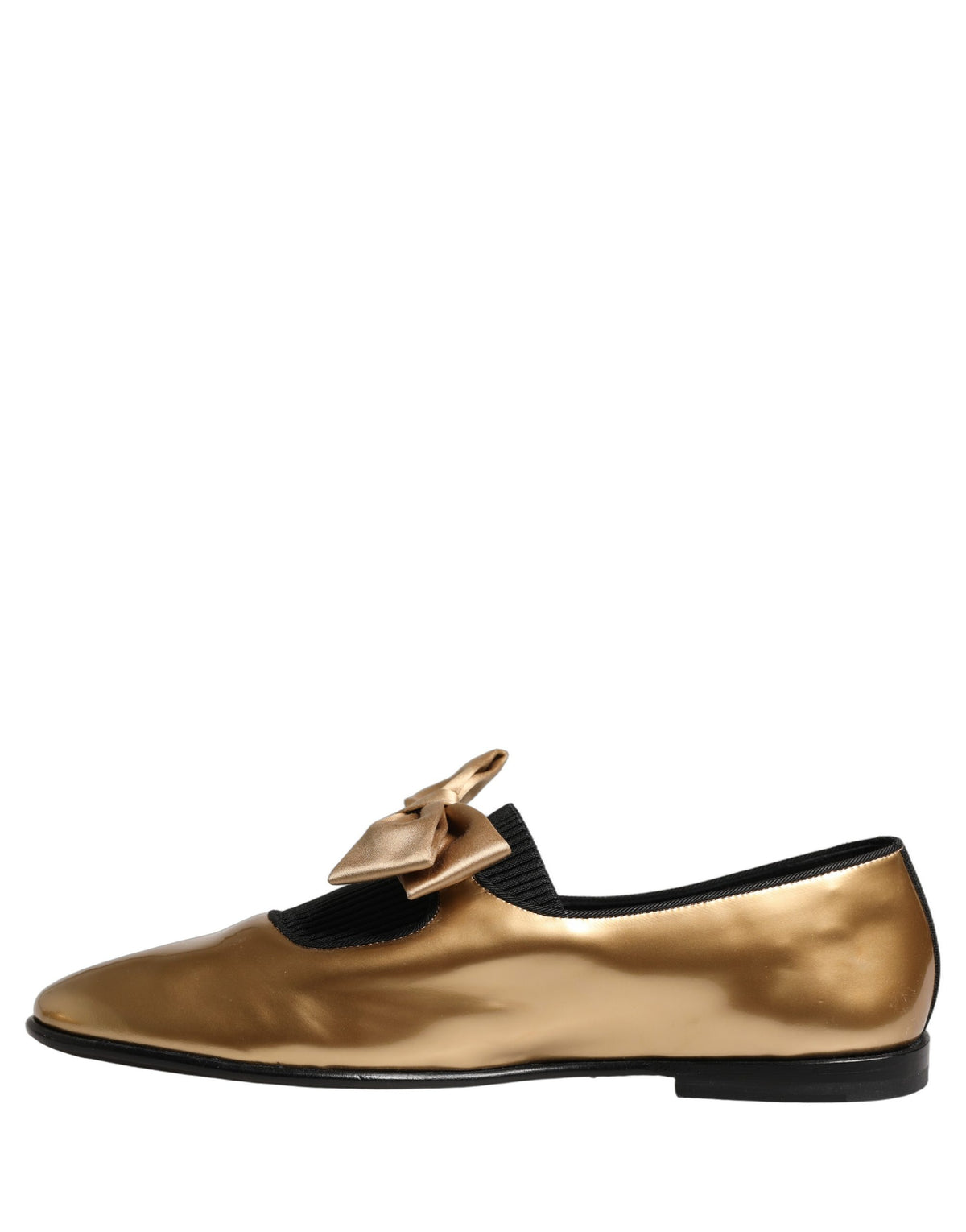 Dolce & Gabbana Metallic Gold Leather Flats Loafers Shoes