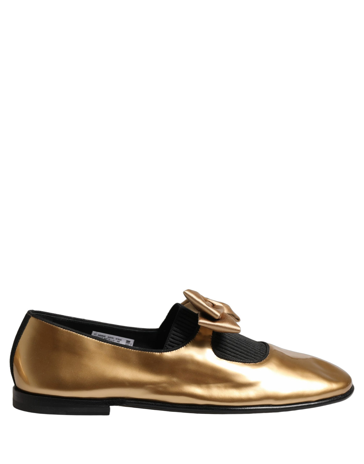 Dolce & Gabbana Metallic Gold Leather Flats Loafers Shoes