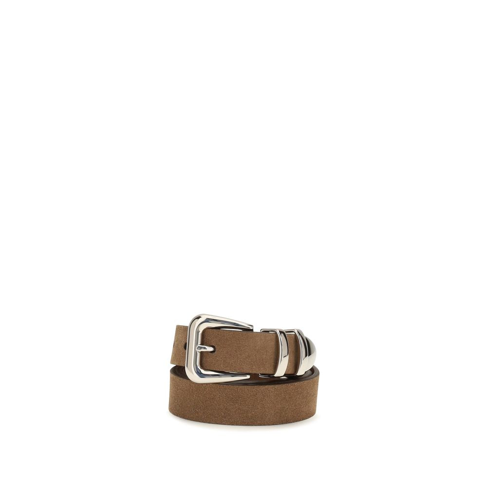 Belt by Brunello Cucinelli for men in bos taurus suede calf leather brown features an artisanal silhouette, showcasing the artisanal craftsmanship of the Bos Taurus Suede Calf Leather Belt collection for a artisanal finish.