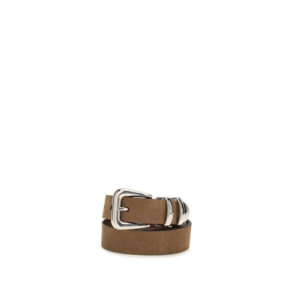 Belt by Brunello Cucinelli for men in bos taurus suede calf leather brown features an artisanal silhouette, showcasing the artisanal craftsmanship of the Bos Taurus Suede Calf Leather Belt collection for a artisanal finish.