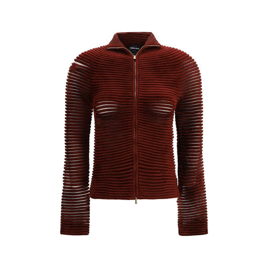 Cardigan by Giorgio Armani for women in polyamide & viscose bordeaux features an impeccable silhouette, showcasing a sophisticated turtle neckline and long-sleeve detail for a truly impeccable finish.