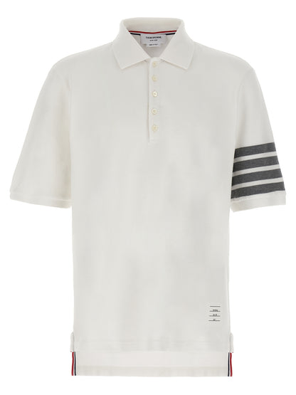 Thom Browne Men's Cotton Polo Shirt - White Jacquard