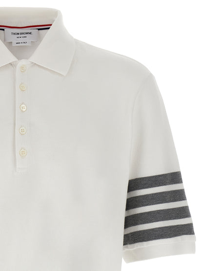 Thom Browne Men's Cotton Polo Shirt - White Jacquard
