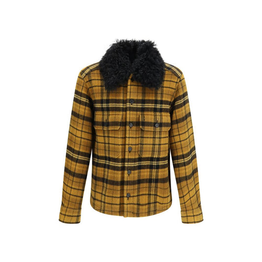Overcoat by Fendi for men in wool multicolor & patterned presents a luxurious silhouette, showcasing a luxurious shirt-collar neckline and sophisticated pockets for a premium, luxurious look.