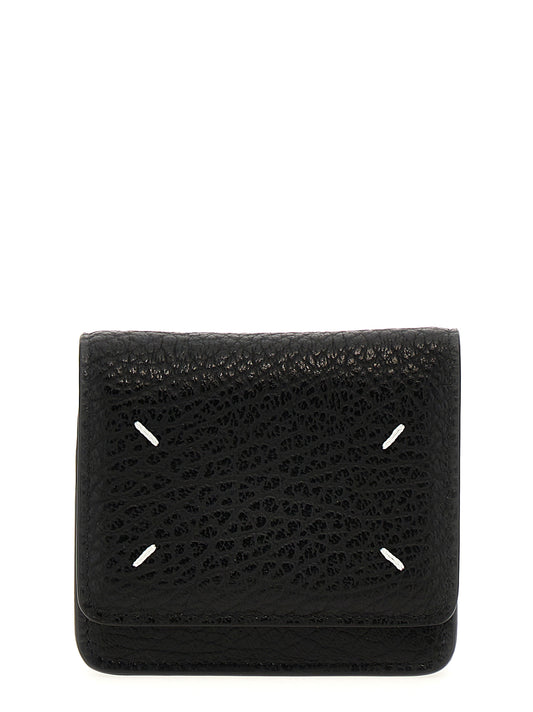Cardholder Card Case by Maison Margiela for women in embossed calfskin & leather black features a sleek silhouette, showcasing the sleek design of the Four Stitches Embossed Calfskin & Leather Cardholder Card Case with functional card-organization for a premium look.