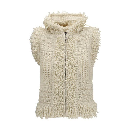 Hooded Vest by Fendi for women in alpaca wool white showcases a utilitarian silhouette, artfully incorporating hooded and a utilitarian hooded neckline for a truly utilitarian finish.