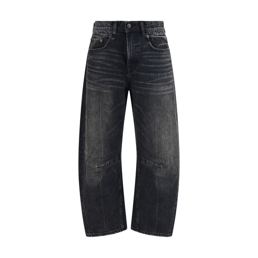 Jeans by R13 for women in cotton denim black & signature presents a tailored silhouette, showcasing a tailored regular-fit & boyfriend and long cut with a refined for a truly tailored aesthetic.