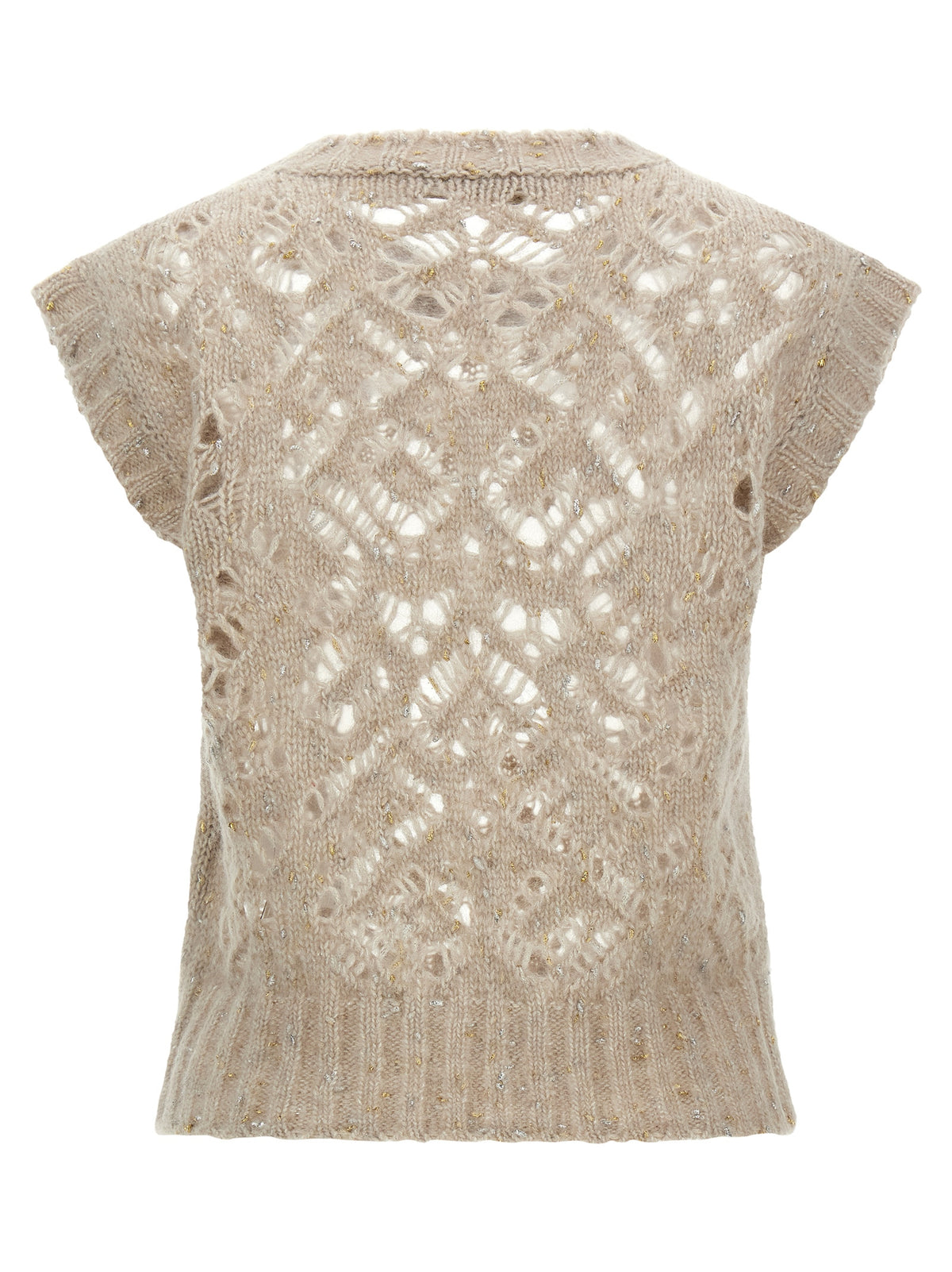 Max Mara Beige Alpaca Leather Sleeveless Jacket