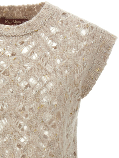Max Mara Beige Alpaca Leather Sleeveless Jacket