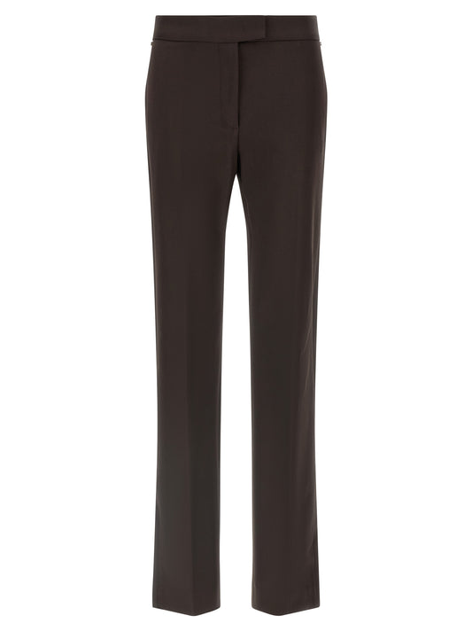Trousers by Sportmax for women in virgin wool & polyamide brown presents a smart silhouette, meticulously detailed with a smart straight, a smart long, and a smart .