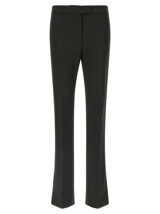 Trousers by Sportmax for women in polyamide & virgin wool black features a tailored silhouette with a tailored straight & flared, defined by its long and a sophisticated .