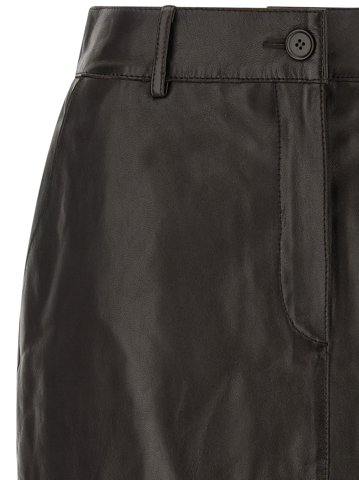 P.A.R.O.S.H. Brown Lamb Leather Long Skirt
