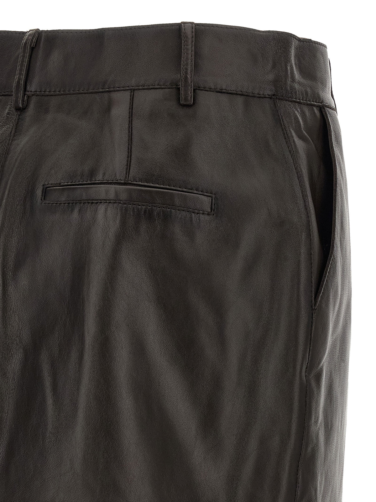 P.A.R.O.S.H. Brown Lamb Leather Long Skirt